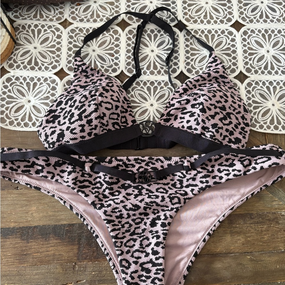 Victoria's Secret Pink and Black Bikini Set